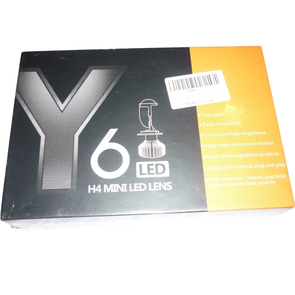Y6 H4 9003 LED Mini Projector Lens Headlight Bulbs Kit Hi/Lo Beam 12-24V NEW